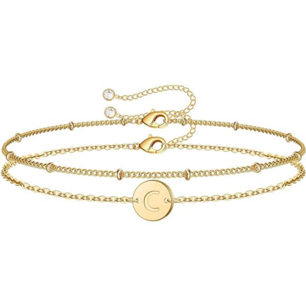 Valentines Day Gifts For Her - Gold Initial C Bracelets For Women Girls